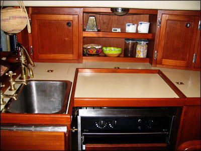 Wind Borne III's galley  - before renovation