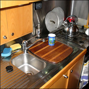 Sink cover in place