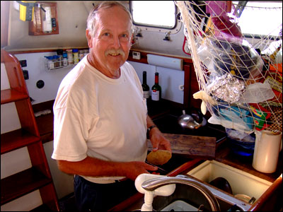 Bill Raynor in Hale Kai's galley